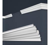 Marbet, listelli da soffitto in polistirene XPS, modanature in stucco di alta qualità, leggeri e robusti, dal design moderno (confezione risparmio da 40 metri, E-17, 19x30 mm), listello angolare