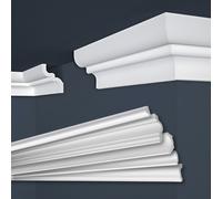 Marbet, listelli da soffitto in polistirene XPS, modanature in stucco di alta qualità, leggeri e robusti, dal design moderno (confezione risparmio da 40 metri, E-09, 62x80 mm), listello angolare