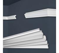 Marbet, listelli da soffitto in polistirene XPS, modanature in stucco di alta qualità, leggeri e robusti, dal design moderno (confezione risparmio da 50 metri, E-19, 21x40 mm), listello decorativo