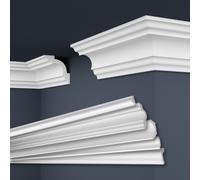 Marbet, listelli da soffitto in polistirene XPS, modanature in stucco di alta qualità, leggeri e robusti, dal design moderno (confezione risparmio da 50 metri, E-15, 80x80 mm), listello decorativo