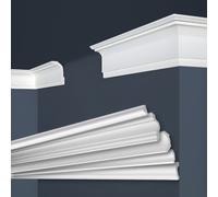 Marbet, listelli da soffitto in polistirene XPS, modanature in stucco di alta qualità, leggeri e robusti, dal design moderno (confezione risparmio da 50 metri, E-35, 45x67 mm), listello decorativo
