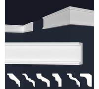 MARBET DESIGN - Modanature in polistirene XPS, colore bianco, da parete (30 m / 15 listelli, E-29)