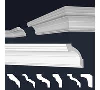 MARBET DESIGN - Modanature in polistirene XPS, colore bianco, da soffitto, listelli in polistirolo (50 m / 25 listelli, E-38)