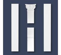 MARBET DESIGN Pilaster, polistirolo bianco - colonna piatta barocca stucco decorazione da parete pilastri storici decorazione da parete per interni, set completo: base, albero e capitello (PL-01)