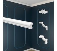 MARBET DESIGN Rivestimenti murali - Decorazione con segmenti di parete in polistirolo - Segmenti Profilo Murale Cassette Decorative Listello Decorativo Elementi Combinabili (E-19 40x21 mm, 2 Metri)