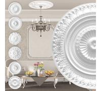 Rosone in polistirolo, 1 pezzo, diametro 64 cm, cornice per lampadario, stucco per soffitto e parete (R-09)