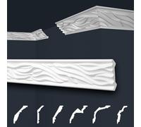 Marbet, listelli da soffitto bianchi, pacchetto risparmio in polistirene espanso, modanature in stucco con fantasia, design tradizionale (2 metri B-15), profilo angolare da parete