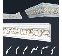 Marbet, listelli da soffitto dorati, confezione risparmio in polistirene EPS - modanature in stucco in design tradizionale - (2 metri B-26 G) modanatura angolare stucco