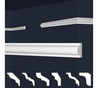 Marbet, listelli da soffitto in polistirene XPS, modanature in stucco di alta qualità, leggeri e robusti, dal design moderno (confezione risparmio da 50 metri, E-27, 11x23 mm), listello decorativo