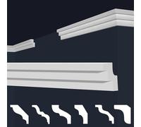 Marbet, listelli da soffitto in polistirene XPS, modanature in stucco di alta qualità, leggeri e robusti, dal design moderno (confezione risparmio da 50 metri, E-17, 19x30 mm), listello decorativo