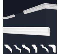 Marbet, listelli da soffitto in polistirene XPS, modanature in stucco di alta qualità, leggeri e robusti, dal design moderno (confezione risparmio da 30 metri, E-02, 17x25 mm), listello angolare
