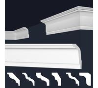 Marbet, listelli da soffitto in polistirene XPS, modanature in stucco di alta qualità, leggeri e robusti, dal design moderno (confezione risparmio da 124 metri, E-35, 45x67 mm), listello angolare
