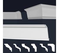 Marbet, listelli da soffitto in polistirene XPS, modanature in stucco di alta qualità, leggeri e robusti, dal design moderno (confezione risparmio da 60 metri, E-37, 75x115 mm), listello angolare