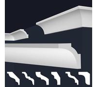 Marbet, listelli da soffitto in polistirene XPS, modanature in stucco di alta qualità, leggeri e robusti, dal design moderno (confezione risparmio da 128 metri, E-12, 50x50 mm), listello angolare