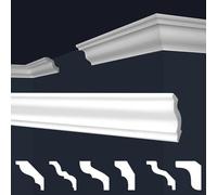 Marbet, listelli da soffitto in polistirene XPS, modanature in stucco di alta qualità, leggeri e robusti, dal design moderno (confezione risparmio da 50 metri, E-05, 40x45 mm), listello decorativo