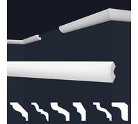 Marbet, listelli da soffitto in polistirene XPS, modanature in stucco di alta qualità, leggeri e robusti, dal design moderno (confezione risparmio da 40 metri, E-01, 22x22 mm), listello angolare