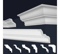 Marbet, listelli da soffitto in polistirene XPS, modanature in stucco di alta qualità, leggeri e robusti, dal design moderno (confezione risparmio da 30 metri, E-10, 80x87 mm), listello angolare