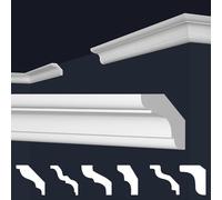 Marbet, listelli da soffitto in polistirene XPS, modanature in stucco di alta qualità, leggeri e robusti, dal design moderno (confezione risparmio da 50 metri, E-24, 29x29 mm), listello decorativo