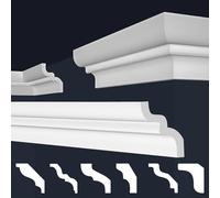 Marbet, listelli da soffitto in polistirene XPS, modanature in stucco di alta qualità, leggeri e robusti, dal design moderno (confezione risparmio da 30 metri, E-09, 62x80 mm), listello angolare