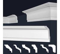 Marbet, listelli da soffitto in polistirene XPS, modanature in stucco di alta qualità, leggeri e robusti, dal design moderno (confezione risparmio da 20 metri, E-33, 56x86 mm), listello angolare