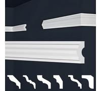 Marbet, listelli da soffitto in polistirene XPS, modanature in stucco di alta qualità, leggeri e robusti, dal design moderno (confezione risparmio da 50 metri, E-18, 19x38 mm), listello decorativo