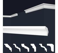 Marbet, listelli da soffitto in polistirene XPS, modanature in stucco di alta qualità, leggeri e robusti, dal design moderno (confezione risparmio da 20 metri, E-03, 22x25 mm), barra per parete