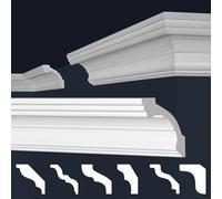 Marbet, listelli da soffitto in polistirene XPS, modanature in stucco di alta qualità, leggeri e robusti, dal design moderno (confezione risparmio da 52 metri, E-34, 80x80 mm), listello angolare