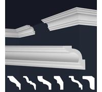 Marbet, listelli da soffitto in polistirene XPS, modanature in stucco di alta qualità, leggeri e robusti, dal design moderno (confezione risparmio da 144 metri, E-14, 50x50 mm), listello angolare