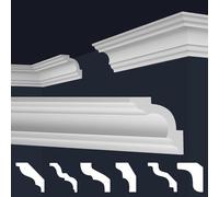 Marbet, listelli da soffitto in polistirene XPS, modanature in stucco di alta qualità, leggeri e robusti, dal design moderno (confezione risparmio da 50 metri, E-15, 80x80 mm), listello decorativo