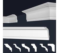 Marbet, listelli da soffitto in polistirene XPS, modanature in stucco di alta qualità, leggeri e robusti, dal design moderno (confezione risparmio da 50 metri, E-32, 28x51 mm), listello decorativo