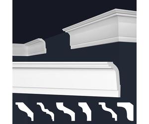 Marbet, listelli da soffitto in polistirene XPS, modanature in stucco di alta qualità, leggeri e robusti, dal design moderno (confezione risparmio da 124 metri, E-35, 45x67 mm), listello angolare
