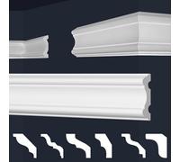 Marbet, listelli da soffitto in polistirene XPS, modanature in stucco di alta qualità, leggeri e robusti, dal design moderno (confezione risparmio da 50 metri, E-30, 20x80 mm), listello decorativo