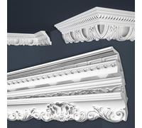 Marbet soffitto modanature argento pacchetto risparmio di styrofoam EPS - stucco modanature fantasia, nel design tradizionale - (30 metri B-34 argento) Modanatura d'angolo in stucco