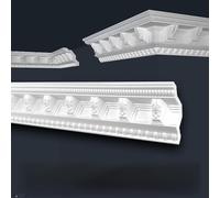 Marbet Soffitto Modanature Bianco - Pacchetto Risparmio di Styrofoam EPS - Stucco Modanature Fantasia, Design Tradizionale - 30 Metri B-23 - Profilo in Polistirolo ad Angolo e a Parete