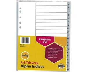 Marbig Tab dalla A alla Z Indici Alpha e divisori eleganti A4 Polipropilene resi