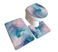 Marble Bath Mat Set Pattern Home Carpet Bathroom Decor Floor Rugs Toilet Lid Cover per Vasca da Bathroom o Come WC(Type3-3pcs Set)