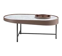 Marble Coffee Table with Metal Legs Minimalist Leather Edging Oval Low Table Home Living Room Tea Table Furniture Side Table End Table