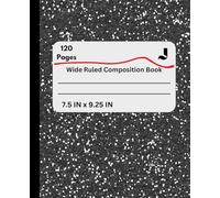Marble Composition Book: Black Marble Cover, 120 wide-ruled Cream Paper Pages, 7.5" x 9.25"-perfect for school, work, or on-the-go note-taking.