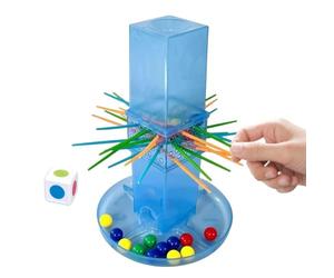 Marble Drop Game - 5.91 X 5.91 X 9.06 Inches Fun Interactive Leisure Toys, Portable Strategy Board Game with Colorful Stick Balancing Design, Educational Coordination Toy for Birthday Holiday