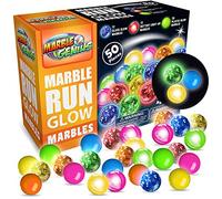 Marble Genius Glow Marble Run Marbles - 50 biglie (12 luci/lampeggianti, 12 bagliori di vetro e 26 bagliori di plastica) + luce LED inclusa
