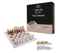 Marble Hives Set di scacchi di lusso da 38 cm, scacchiere classiche per adulti, con tavola in pietra fatta a mano e pezzi di scacchi in marmo, ideale per la decorazione della casa (bianco e verde con