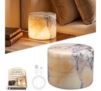 Marble Lamp Night Light Touch Bedside Table Lamp, Type-C Rechargeable Natural Stone Accent Decor with 3 Way Dimmable Warm Glow, Cordless Ambient Lighting for Bedroom Living Room Desk Gifts (#B)