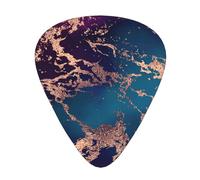 Marble Luxe Decor viola scuro e verde acqua con oro,12 pezzi di plettri per chitarra, 3 plettri di diverso spessore per chitarra acustica, basso, ukulele