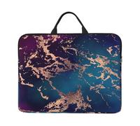 Marble Luxe Decor viola scuro e verde acqua con oro, Custodia per laptop da 14 pollici, borsa per notebook, custodia per laptop, valigetta con maniglia