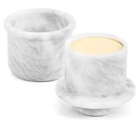 MARBLE RANGE Burriera in marmo con coperchio10,8 cm, realizzata a mano in Francia, bianca, per piano di lavoro, portaburri per arredo cucina, portaburro per conservare burro spalmabile