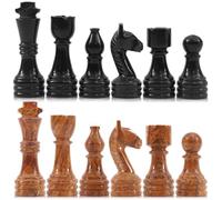 MARBLE RANGE Pezzi di scacchi in marmo Nero e Rosso, realizzati a mano, re da 8,9 cm, set da 32 pezzi, ideali per scacchiere e scacchi da viaggio