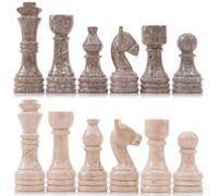 MARBLE RANGE Pezzi di scacchi in marmo oceanico e Verona, realizzati a mano, re da 8,9 cm, set da 32 pezzi, ideali per scacchiere e scacchi da viaggio