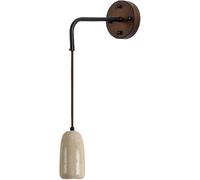 Marble Stone Wall Sconce with Pull Chain Switch Farmhouse Rustic Wood and Stone Lamp Mid Century Modern Wall Light for Bedroom Bathroom Living Room(Pull Chain)/No Pull C