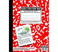 Marble Story Comp Book Red Baseline 100ct: Draw and Write Half Page Ruled Primary Journal | 100 Pages (50 Sheets), 9 3/4 x 7 1/2 inches | 1/2 Inch Dotted Midline Ruling with Picture Space