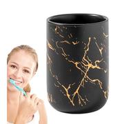 Marble Toothbrush Cup - Ceramic Toothbrush Organizer With Marble Pattern, Comfortable Grip Storage Organizer For , Toothpaste, Makeup Brush, Bathroom Counter Holder, Vanity Organization, Home Bathroom
